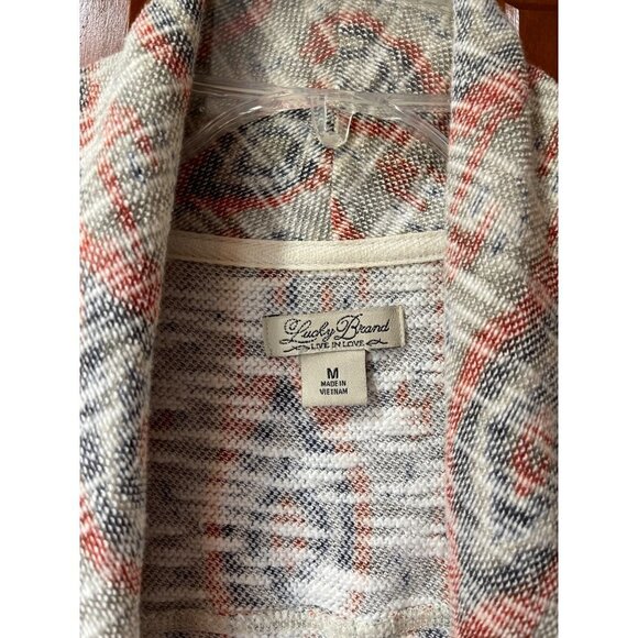 LUCKY BRAND Open Jacket Sweater Cardigan Medium Multicolor Southwestern Boho EUC - Picture 9 of 15